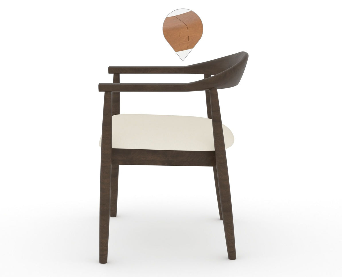 Canadel Downtown Hug Dining Chair in Hazelnut Washed, YJ Faux Leather, side view