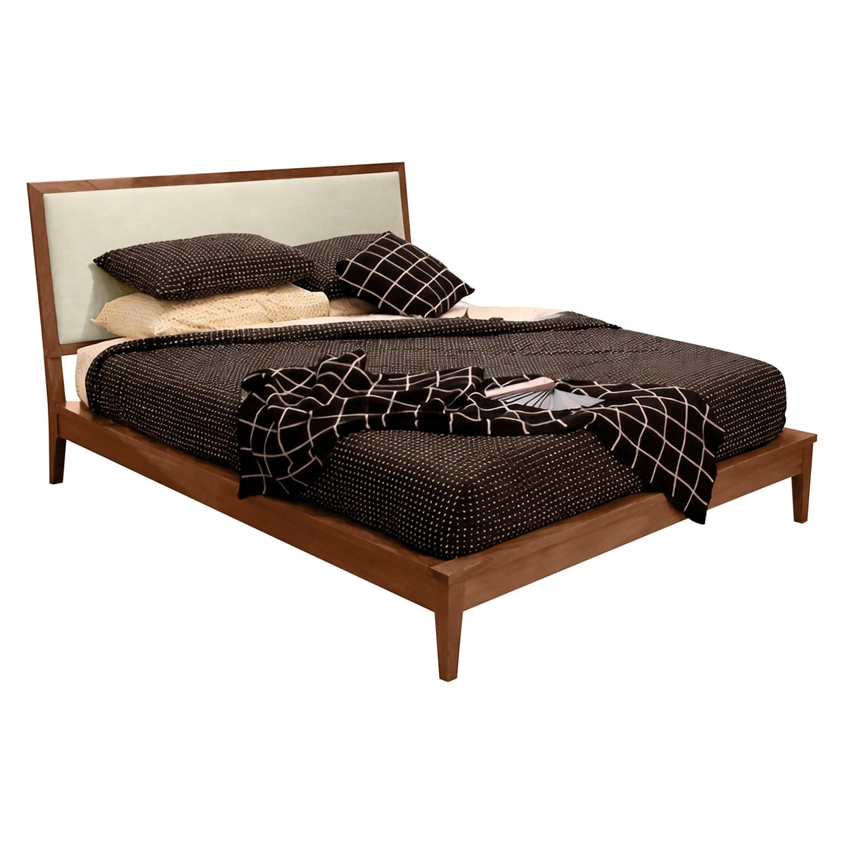 West Bros Serra Platform Bed in 79 Toast, on white, Neil 010 headboard colour