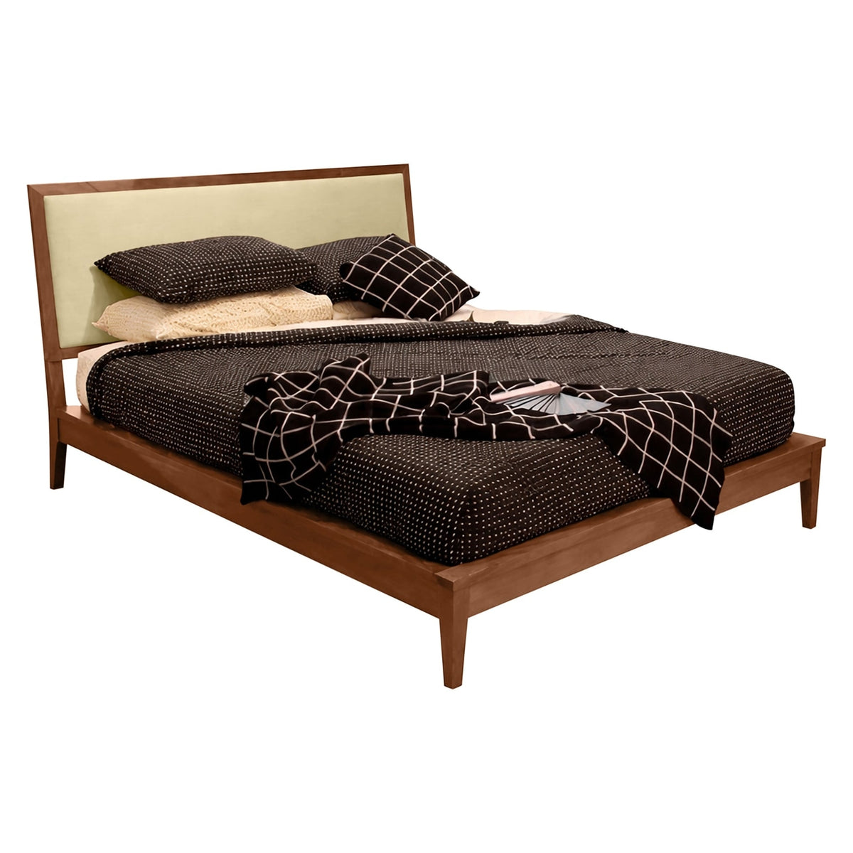 West Bros Serra Platform Bed in 79 Toast, on white, Neil 020 headboard colour