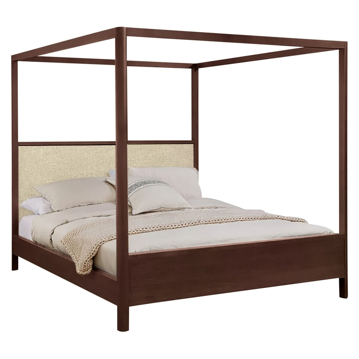 West Bros Curva Poster Bed in 22 Mocha, on white, Neil 010 headboard colour