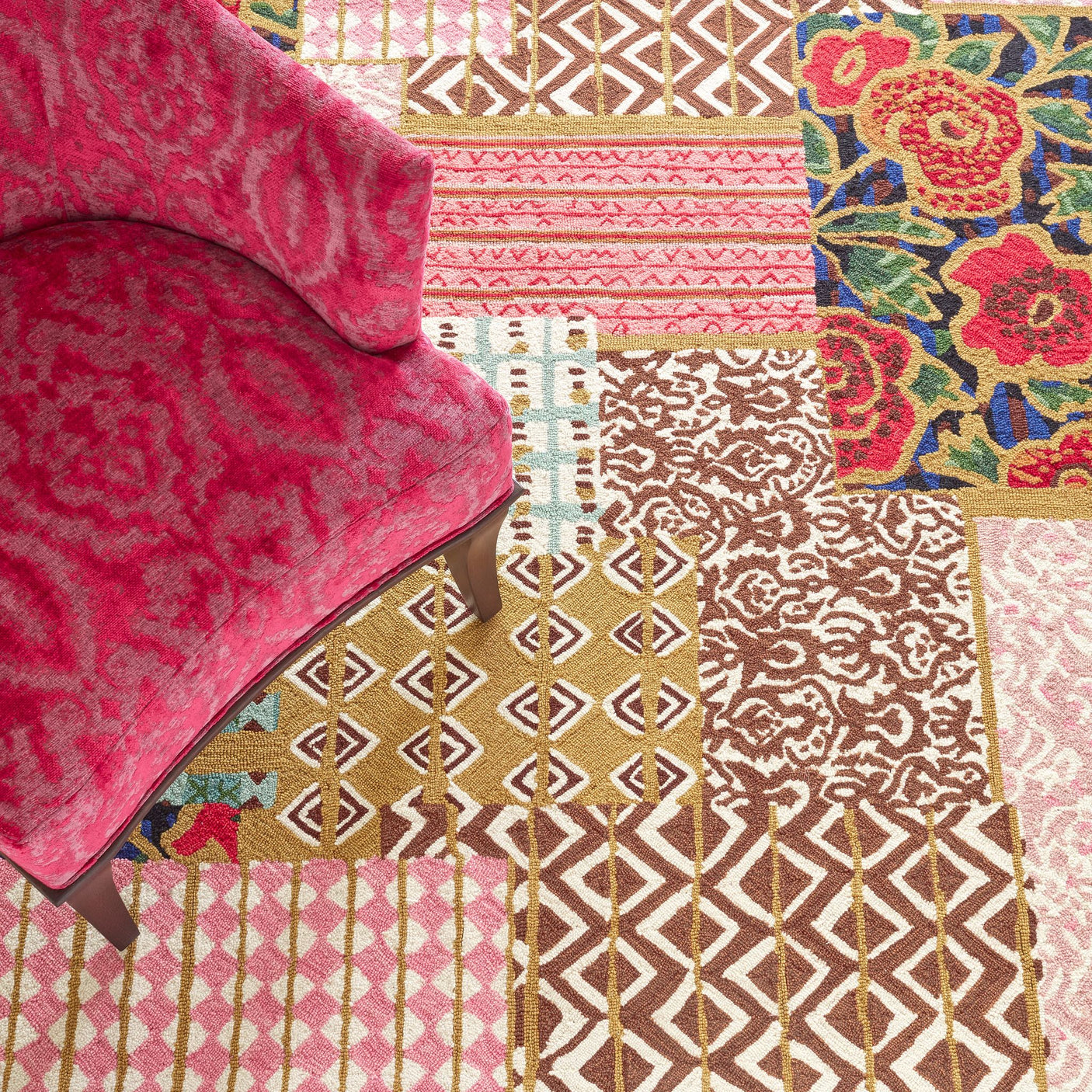 Elm Patchwork Hand Micro Hooked Wool Rug