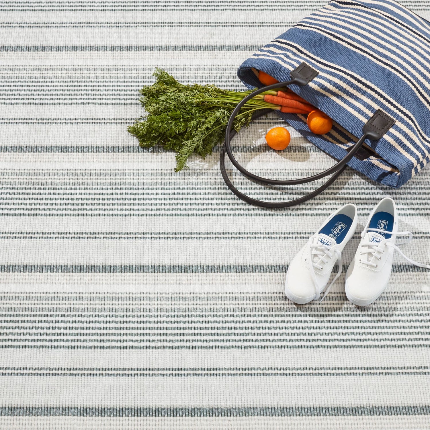 Gradation Ticking Machine Washable Rug