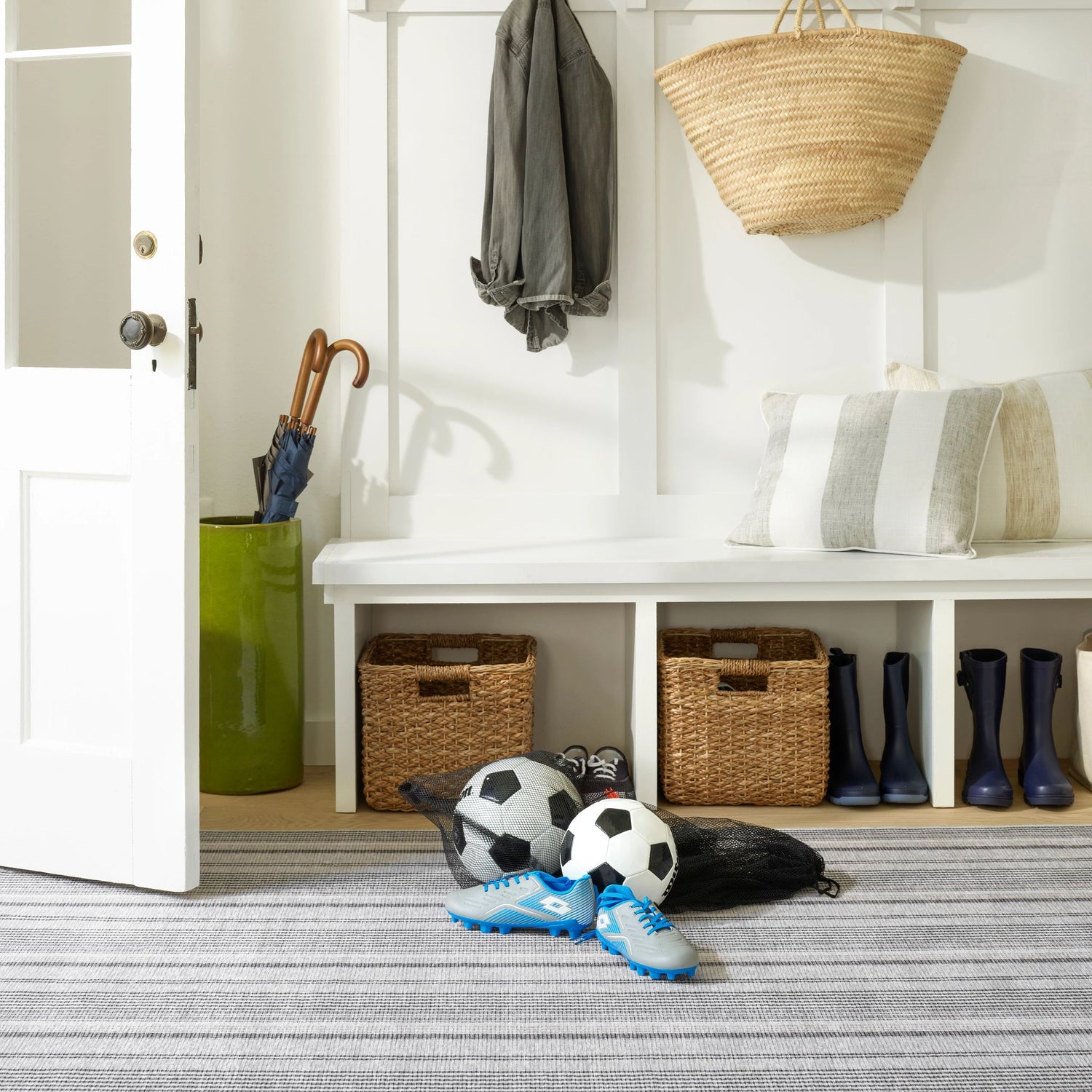 Gradation Ticking Machine Washable Rug