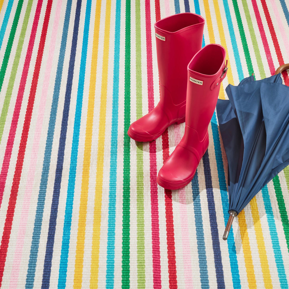 Rainbow Stripe Machine Washable Rug