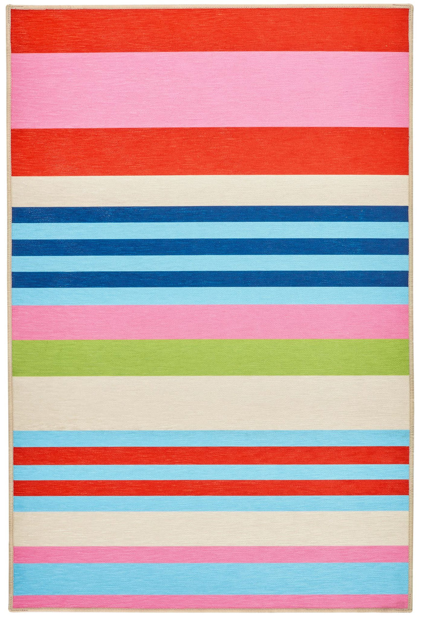 Beach Stripe Machine Washable Rug
