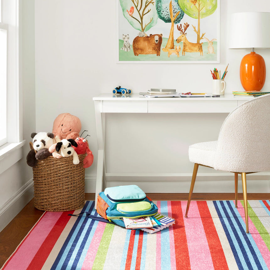 Beach Stripe Machine Washable Rug