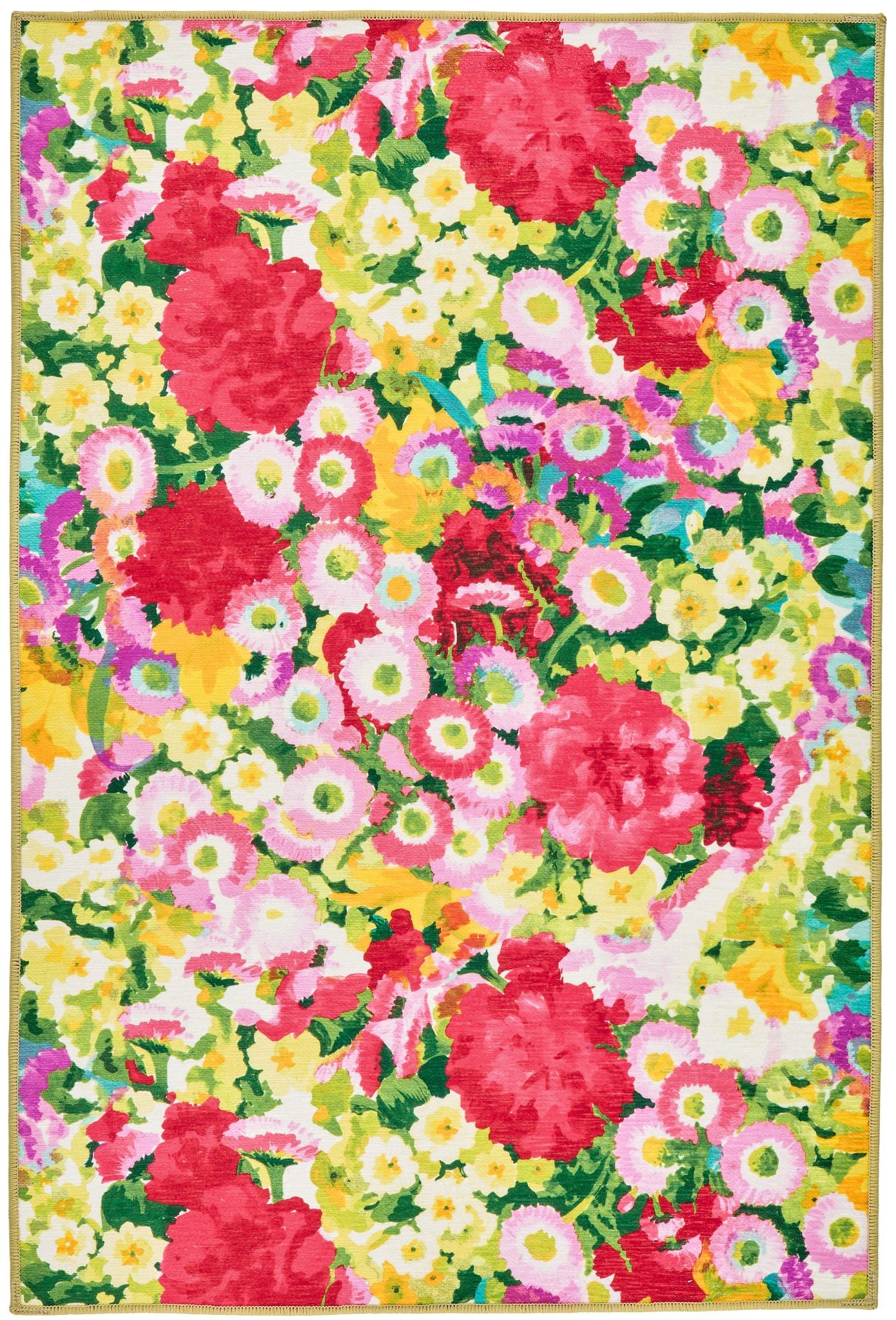 Chamomile Cluster Machine Washable Rug