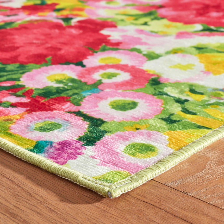 Chamomile Cluster Machine Washable Rug