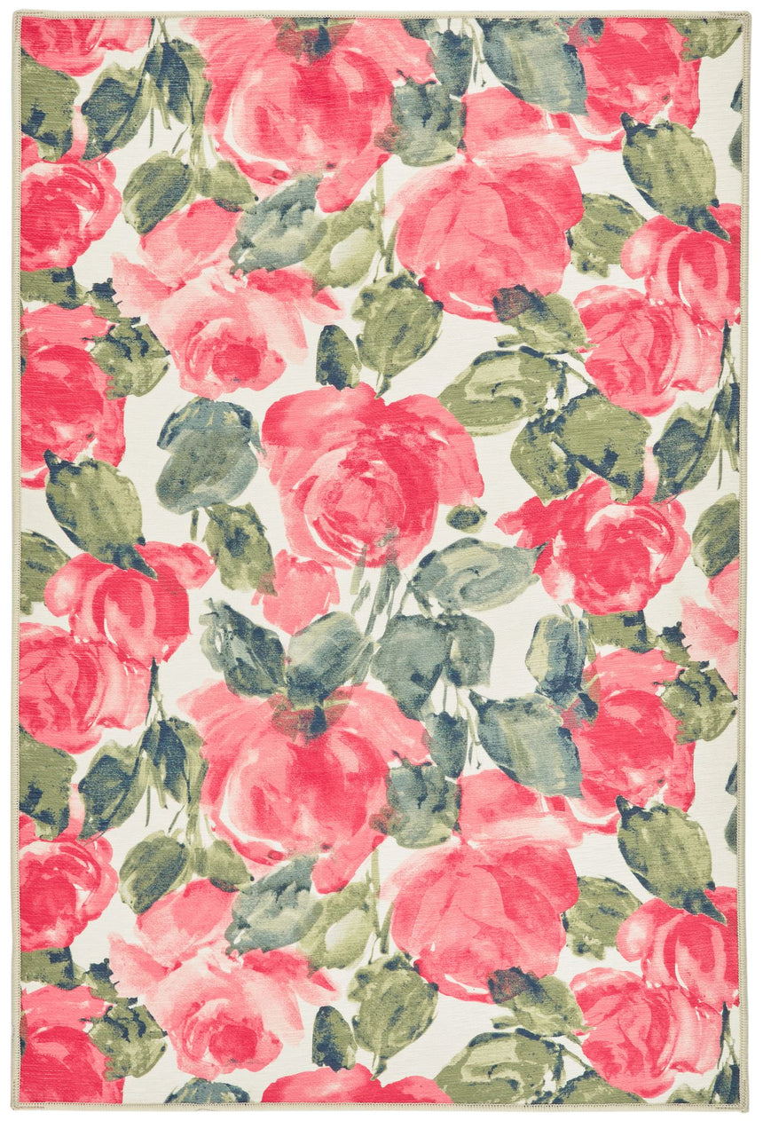 Pretty Peonies Machine Washable Rug