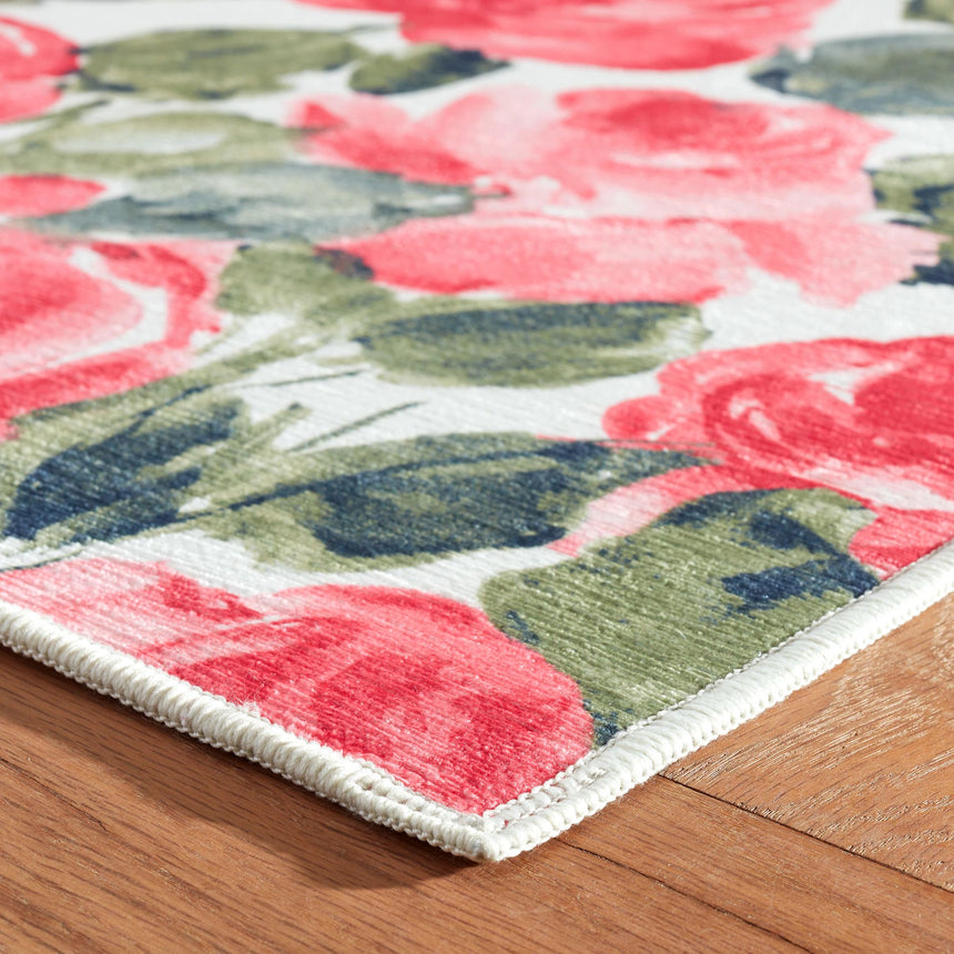 Pretty Peonies Machine Washable Rug