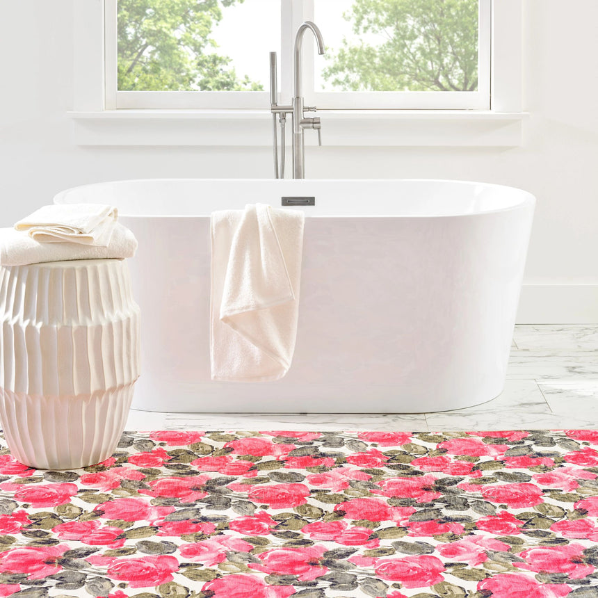 Pretty Peonies Machine Washable Rug
