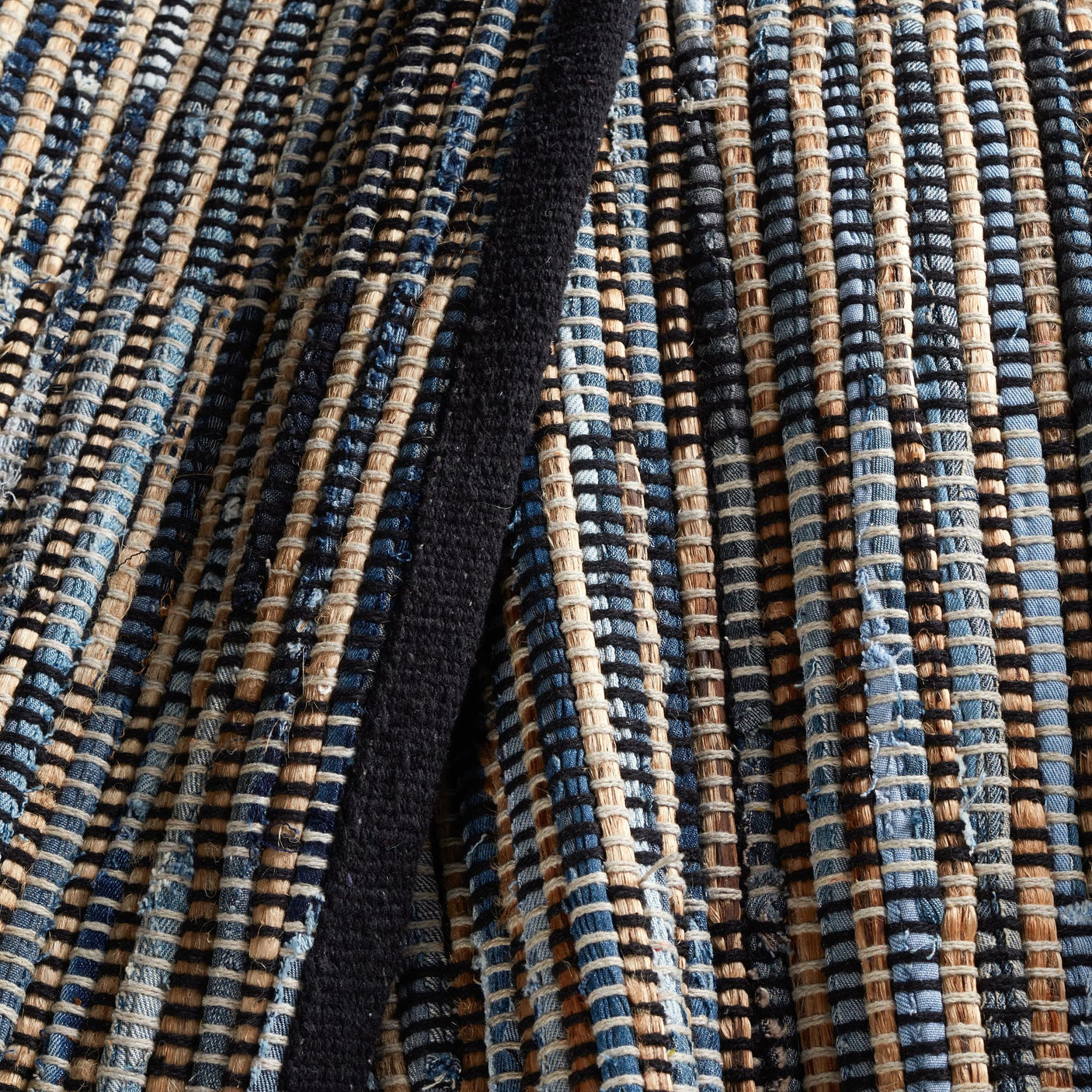 Denim Rag Gridwork Handwoven Cotton Rug