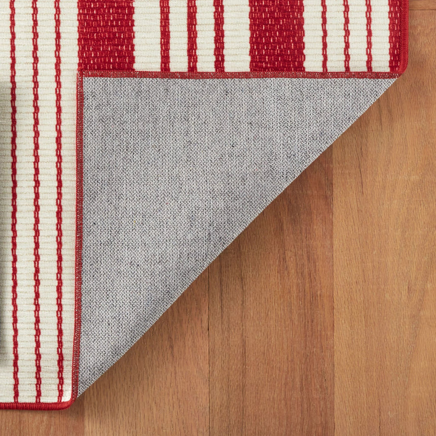 Abby Ticking Machine Washable Rug