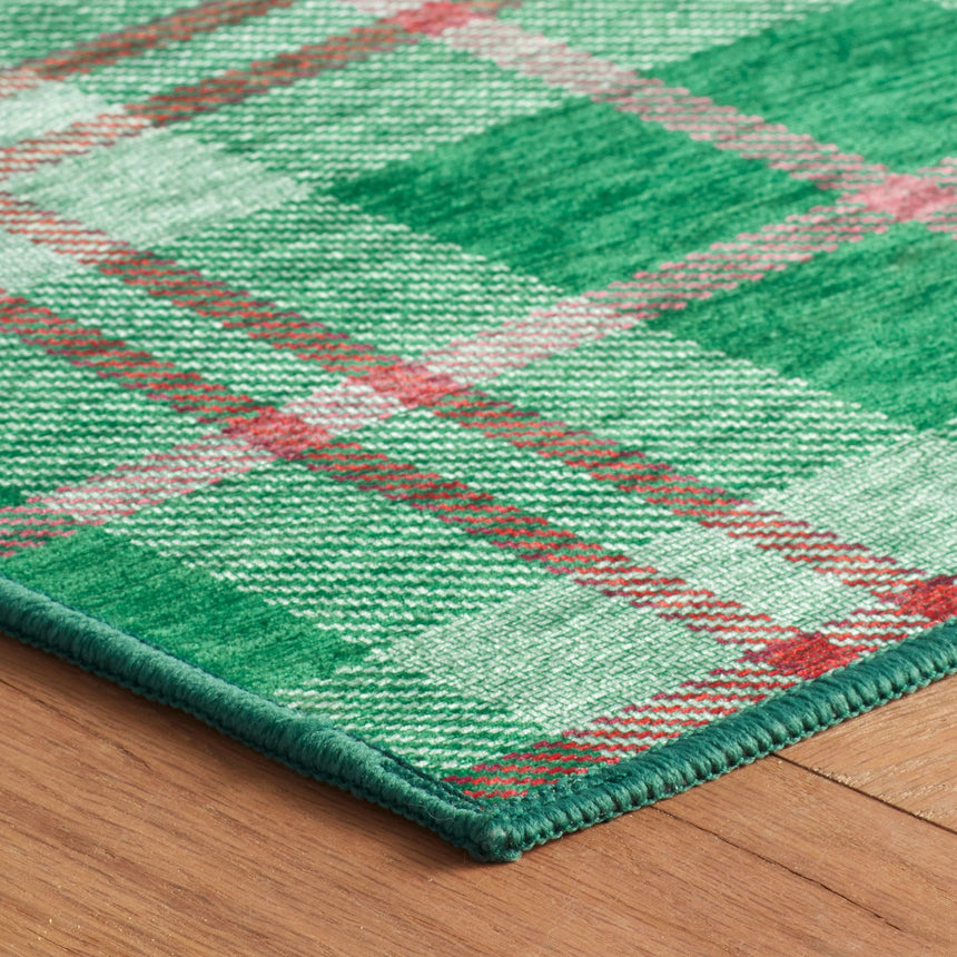 Jolly Plaid Machine Washable Rug
