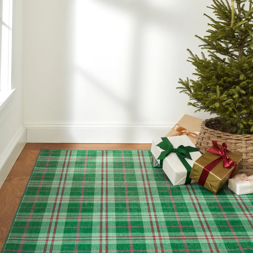 Jolly Plaid Machine Washable Rug