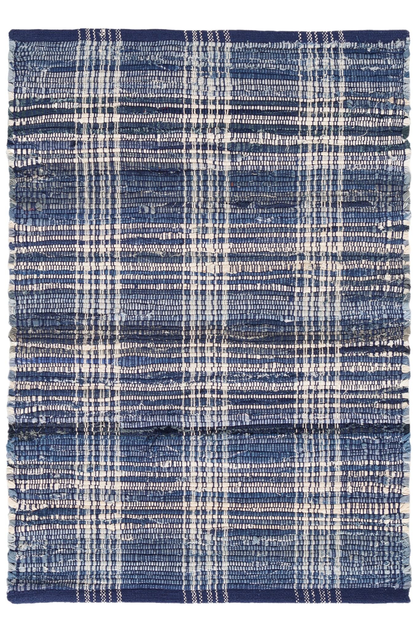 Denim Plaid Handwoven Cotton Rug