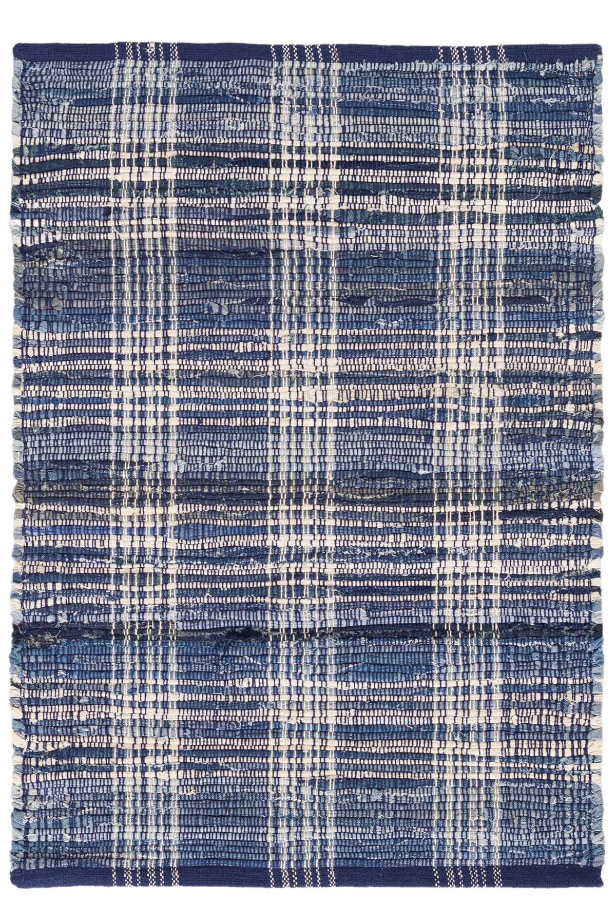 Denim Plaid Handwoven Cotton Rug