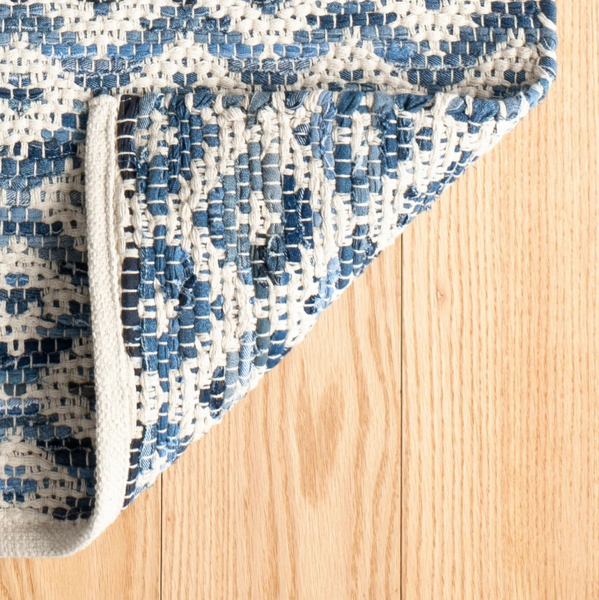 Denim Rag Diamond Handwoven Cotton Rug