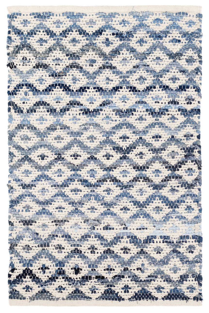 Denim Rag Diamond Handwoven Cotton Rug