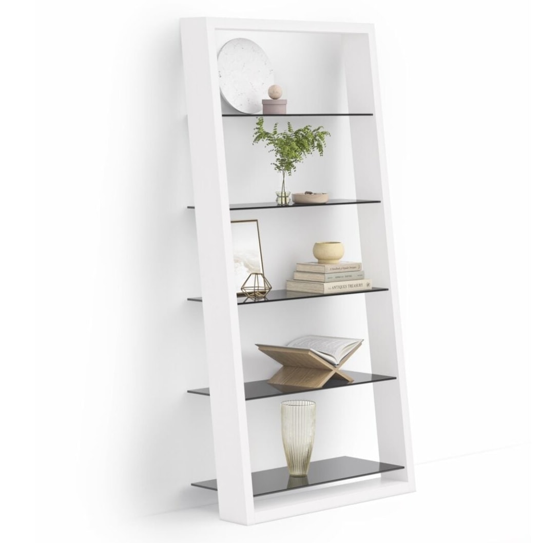 BDi Eileen 5166 Leaning Book Shelf in Satin White, on white