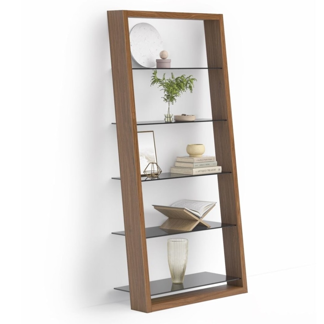 BDi Eileen 5166 Leaning Book Shelf in Natural Walnut, on white