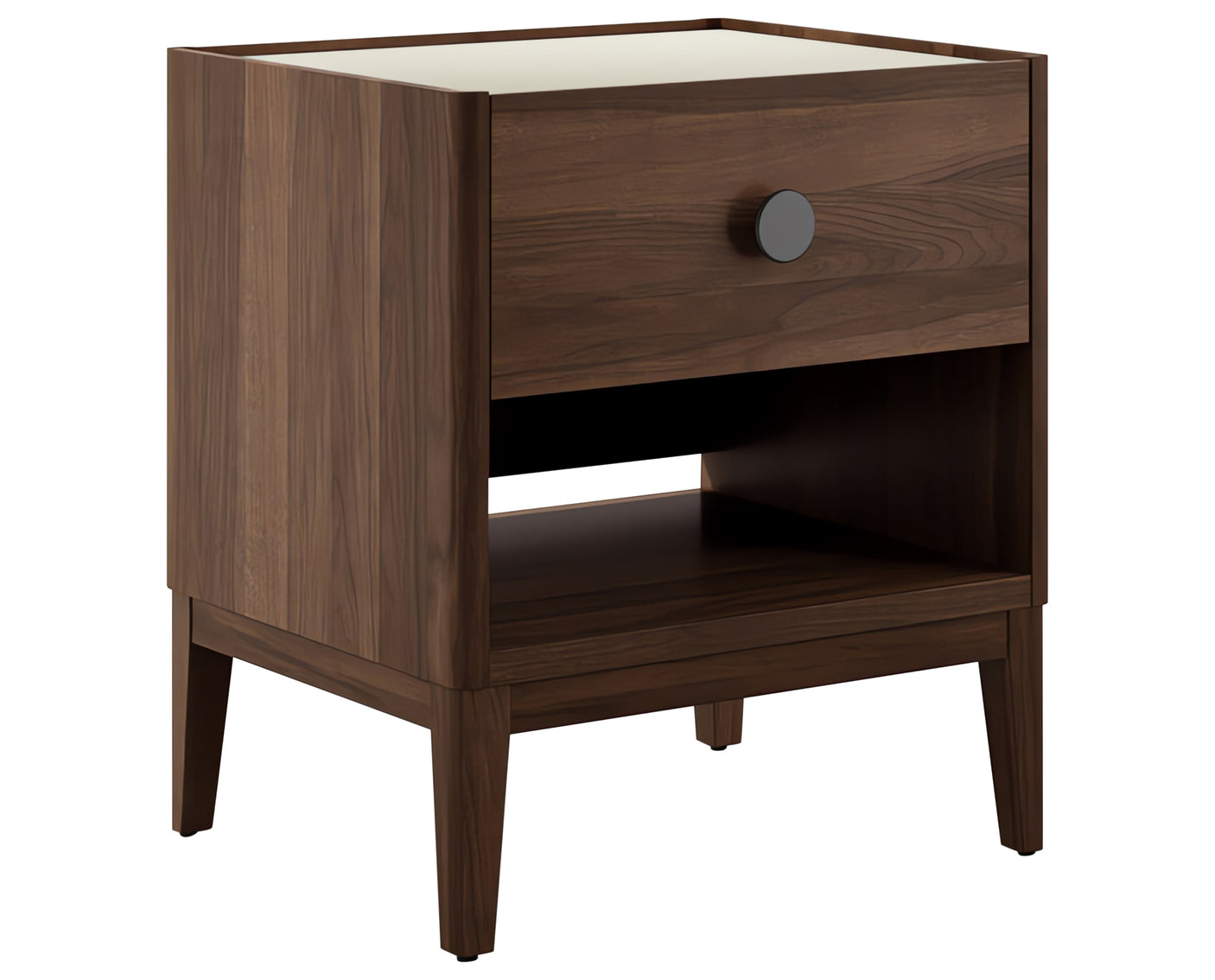 Havana on Walnut with Sand Glass and Charcoal Handles | Mobican Ema Night Table | Valley Ridge Furniture