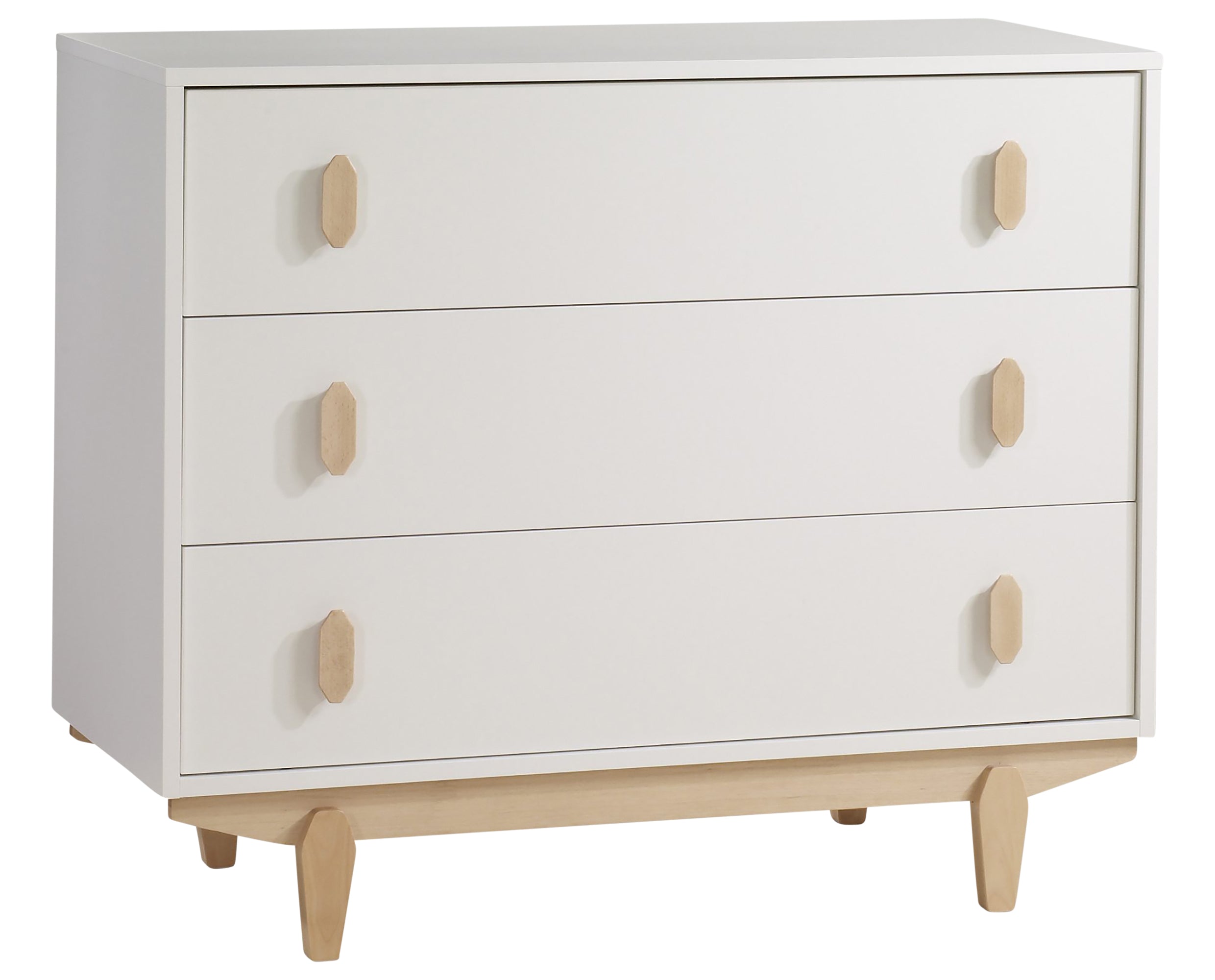 White Laminate and Natural Laminate with Natural Wood | Tate Crib &amp; Dresser Set | Valley Ridge Furniture