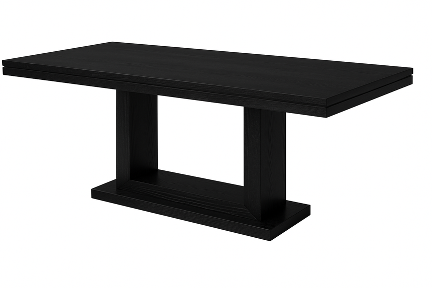 Custom Cardinal Fairbanks Dining Table - Ebony on Red Oak - 42 x 108"