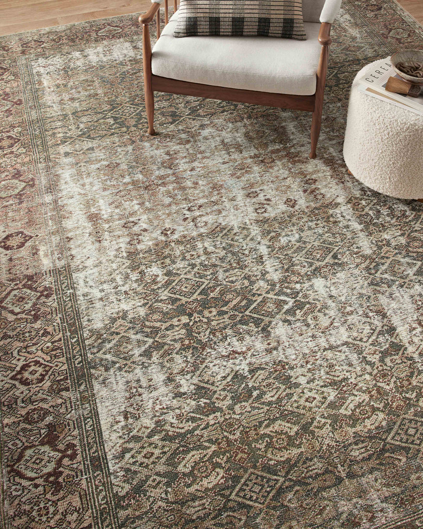 Georgie Rug 07 | Moss / Salmon