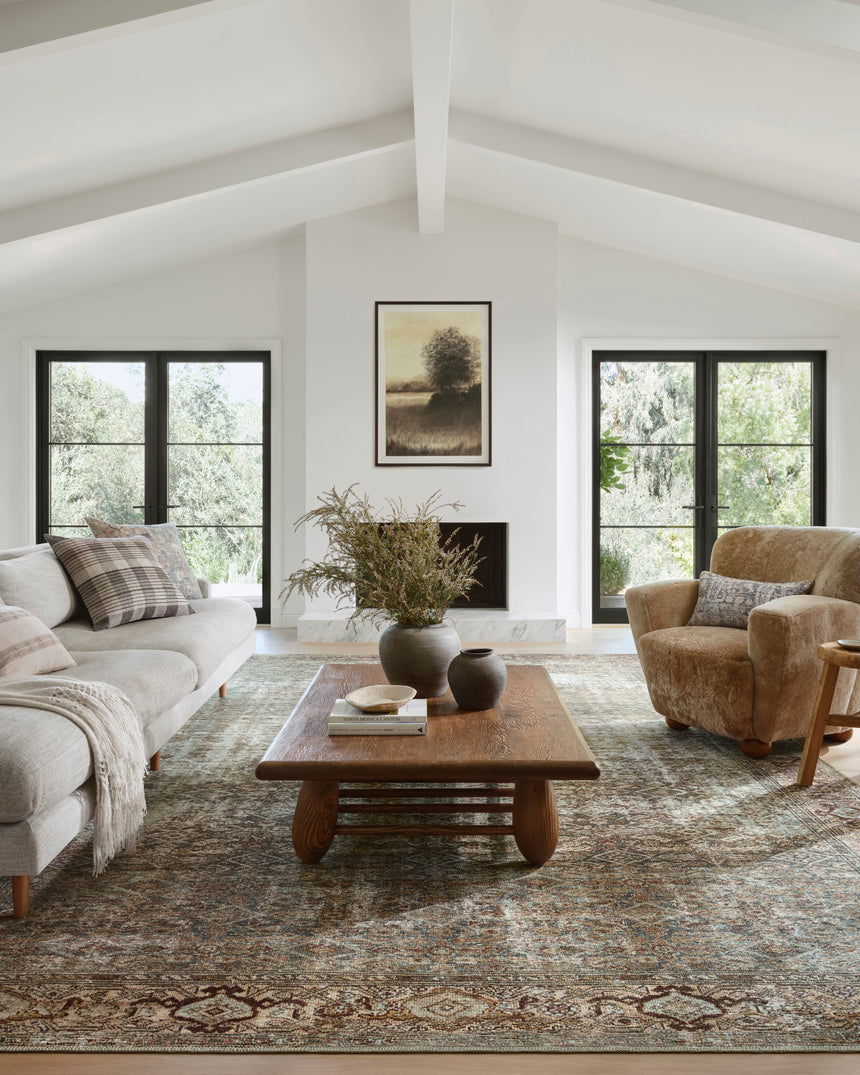 Georgie Rug 07 | Moss / Salmon