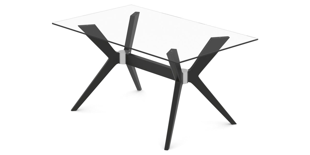 Canadel Downtown Fjord Dining Table in Peppercorn Washed, Clear CL Glass, view from above