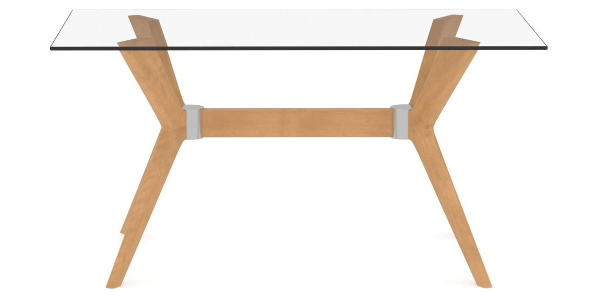 Canadel Downtown Fjord Dining Table in Caramel Washed, Clear CL Glass, side view