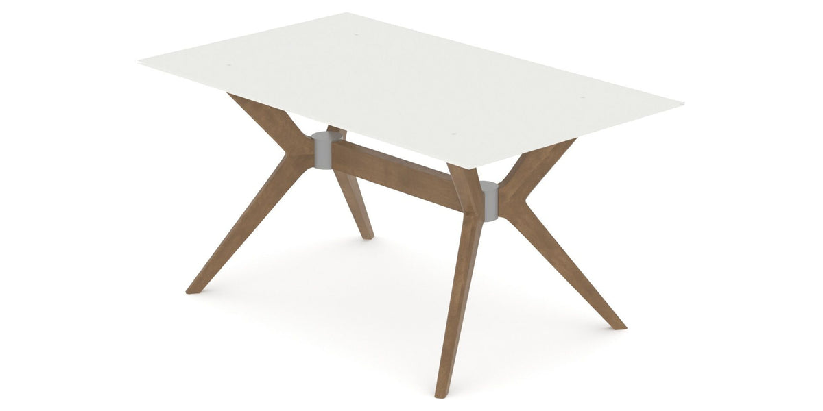 Canadel Downtown Fjord Dining Table in Pecan Washed, Snow WH Glass, view from above