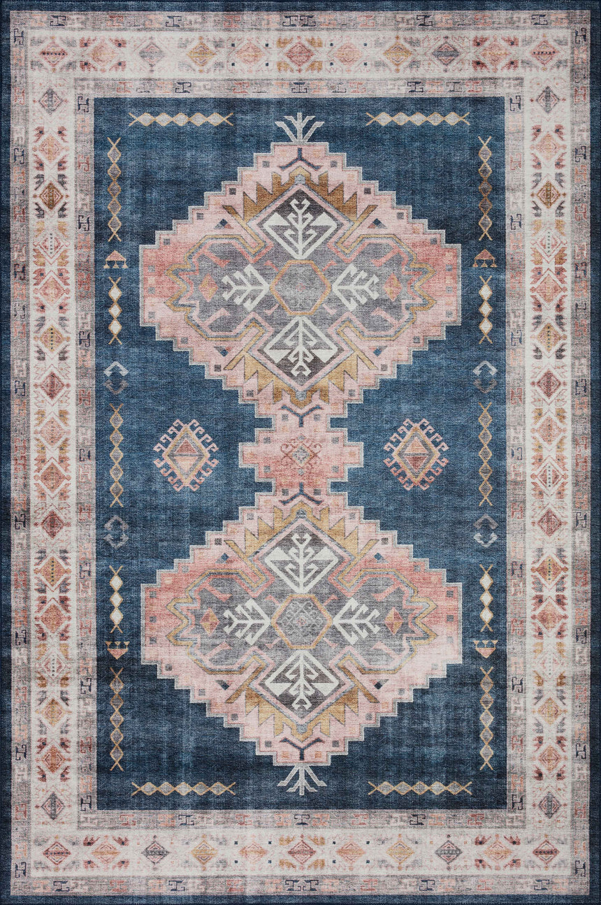 Heidi Rug 03 | Denim / Blush