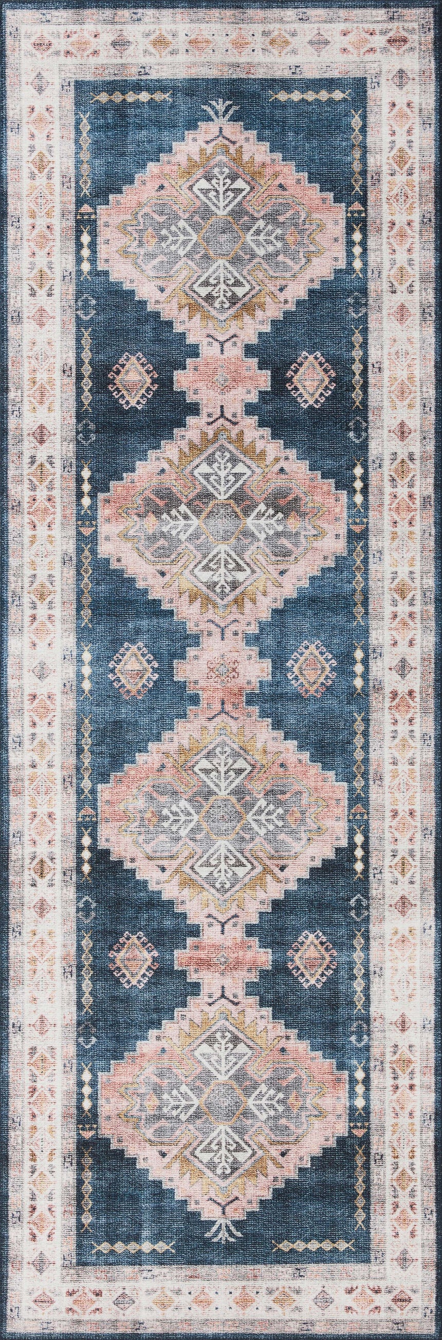 Heidi Rug 03 | Denim / Blush