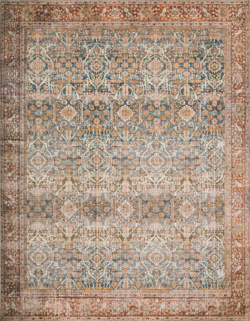 Layla Rug 04 | Ocean / Rust