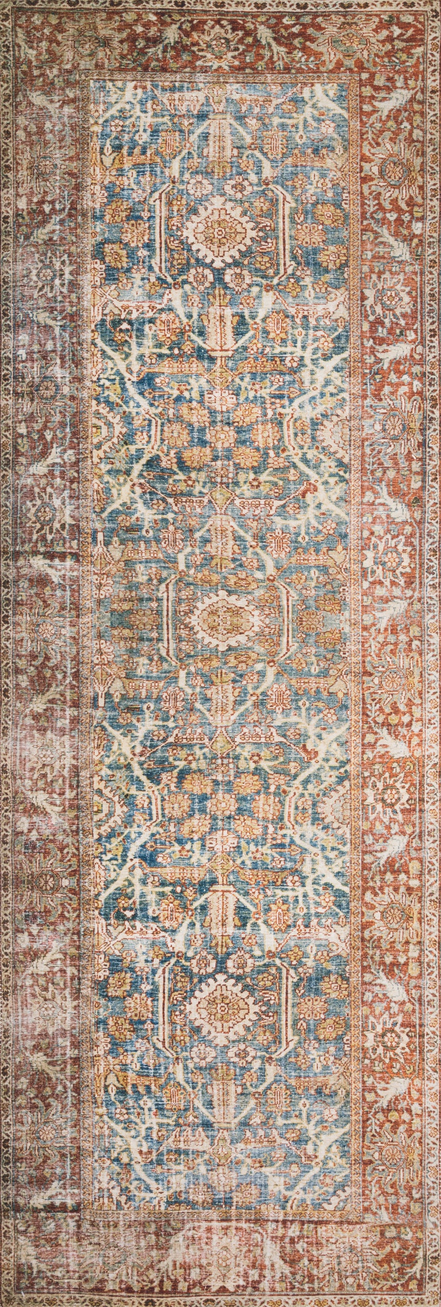 Layla Rug 04 | Ocean / Rust