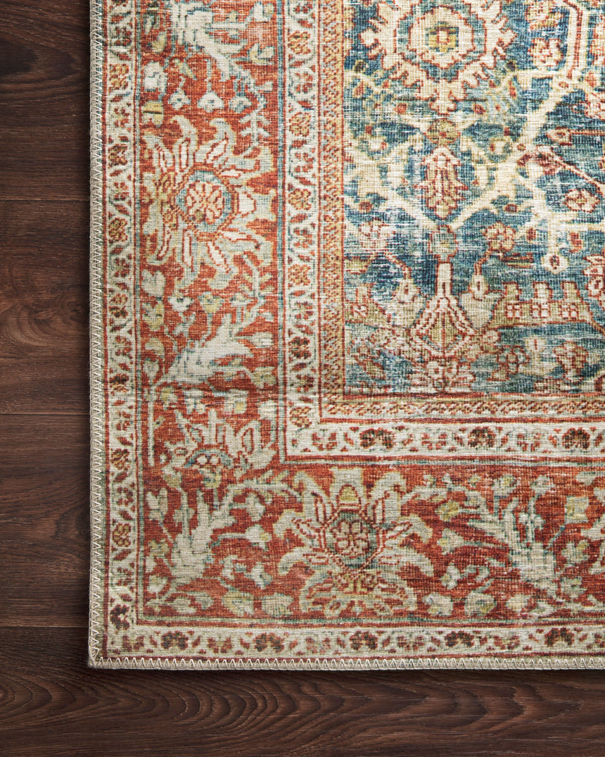 Layla Rug 04 | Ocean / Rust