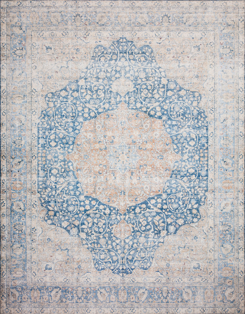 Layla Rug 07 | Blue / Tangerine