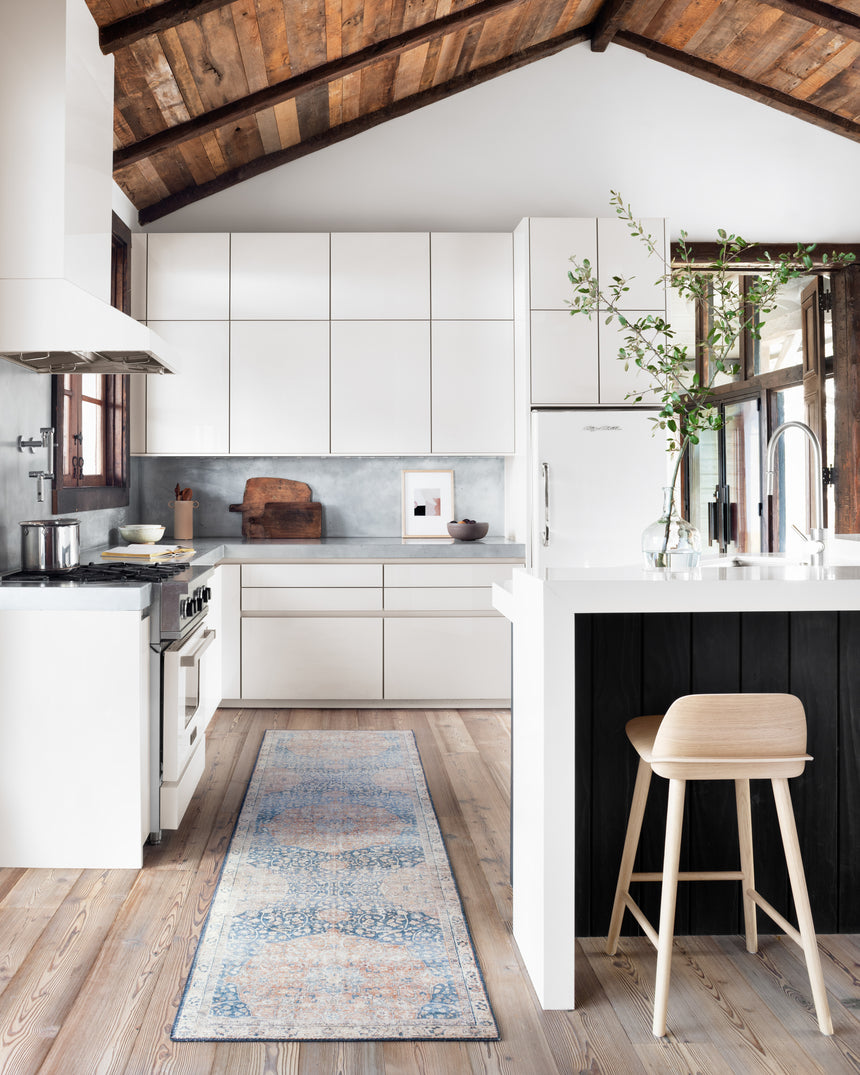 Layla Rug 07 | Blue / Tangerine