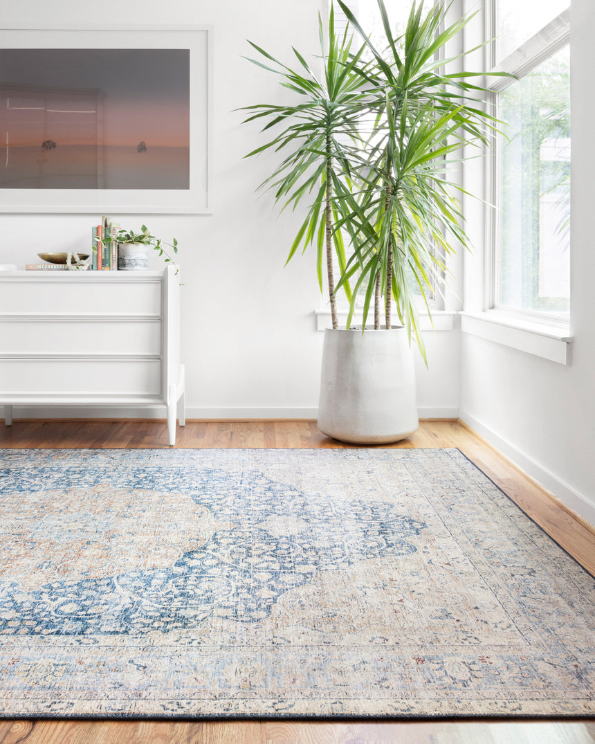 Layla Rug 07 | Blue / Tangerine