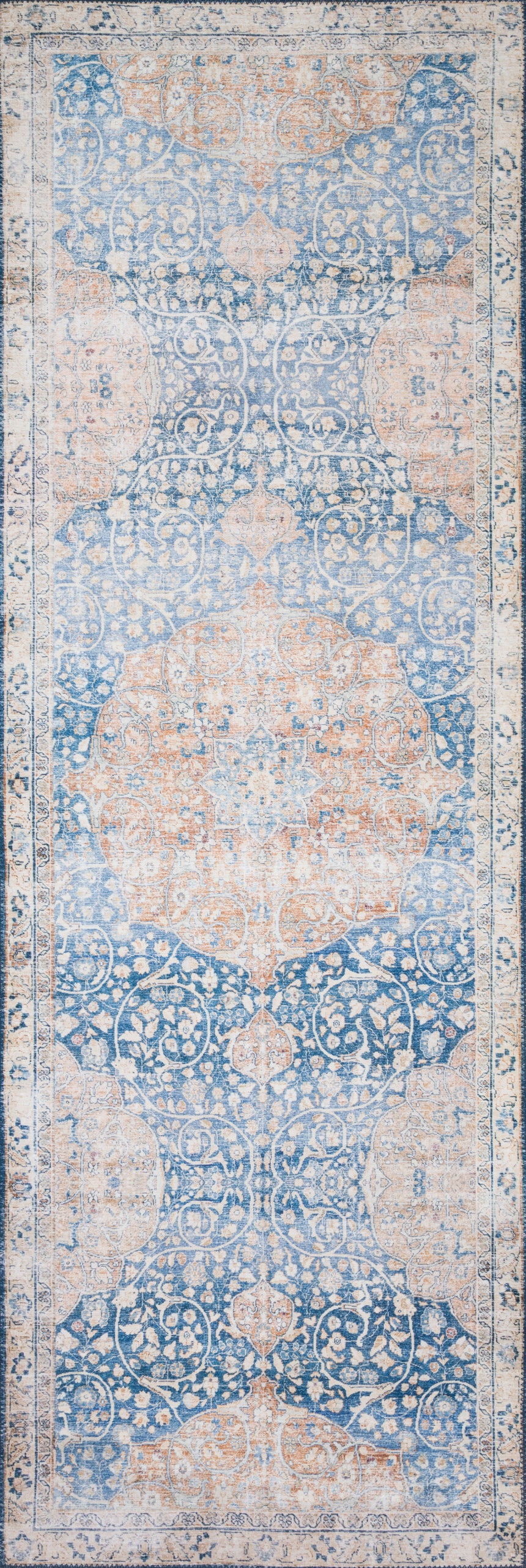 Layla Rug 07 | Blue / Tangerine