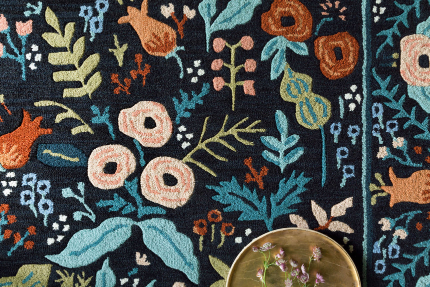 Les Fleurs Rug 01 | Black