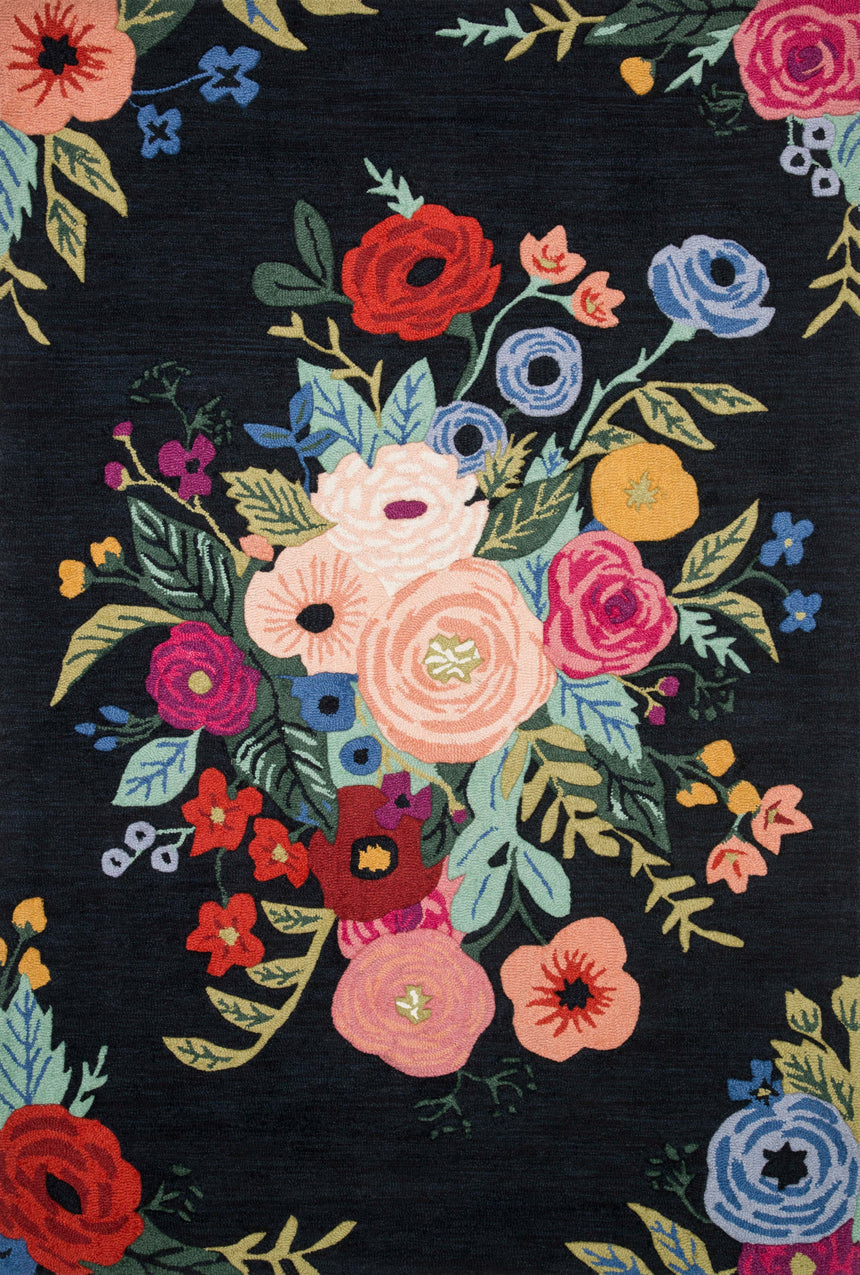 Les Fleurs Rug 03 | Black / Multi