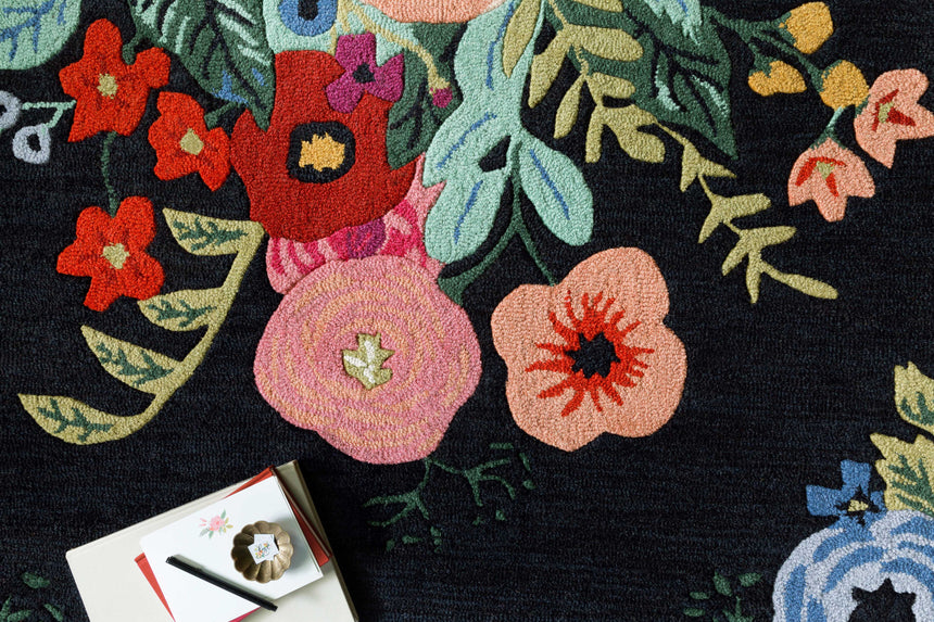 Les Fleurs Rug 03 | Black / Multi