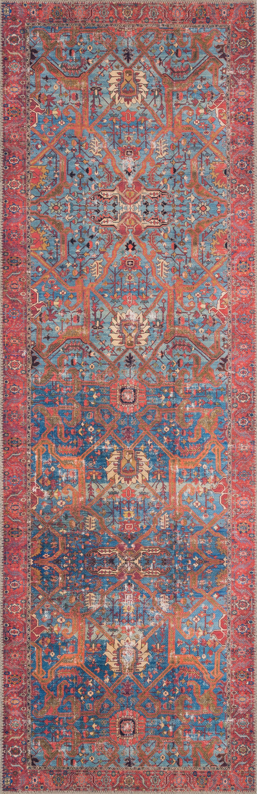 Loren Rug 10 | Blue / Red