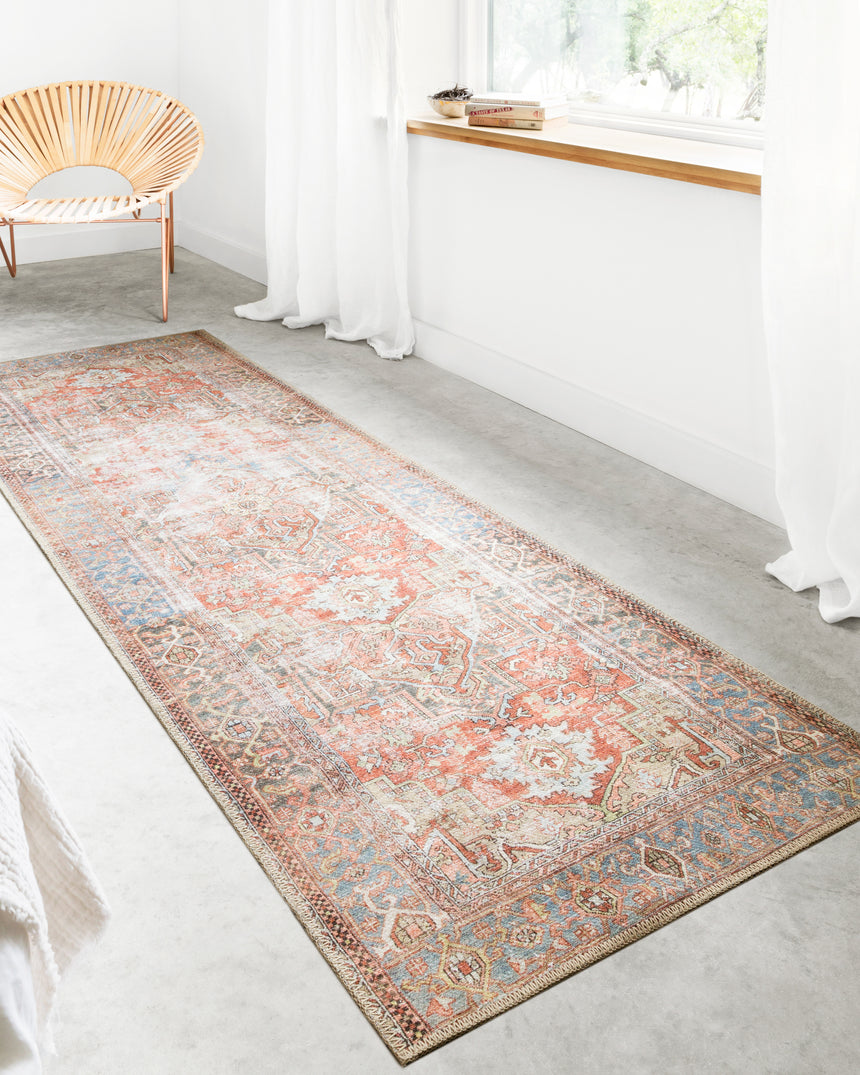 Loren Rug 15 | Terracotta / Sky