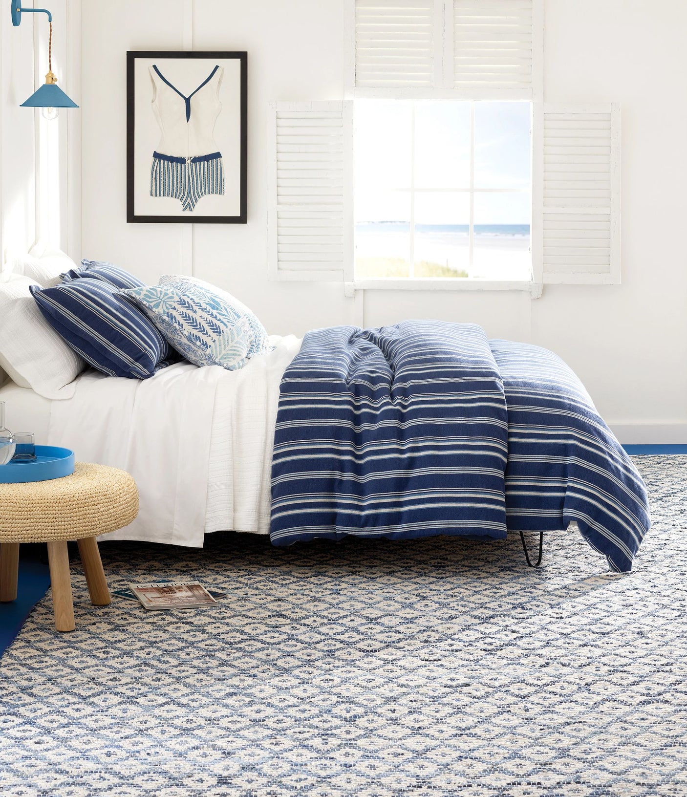 Denim Rag Diamond Handwoven Cotton Rug