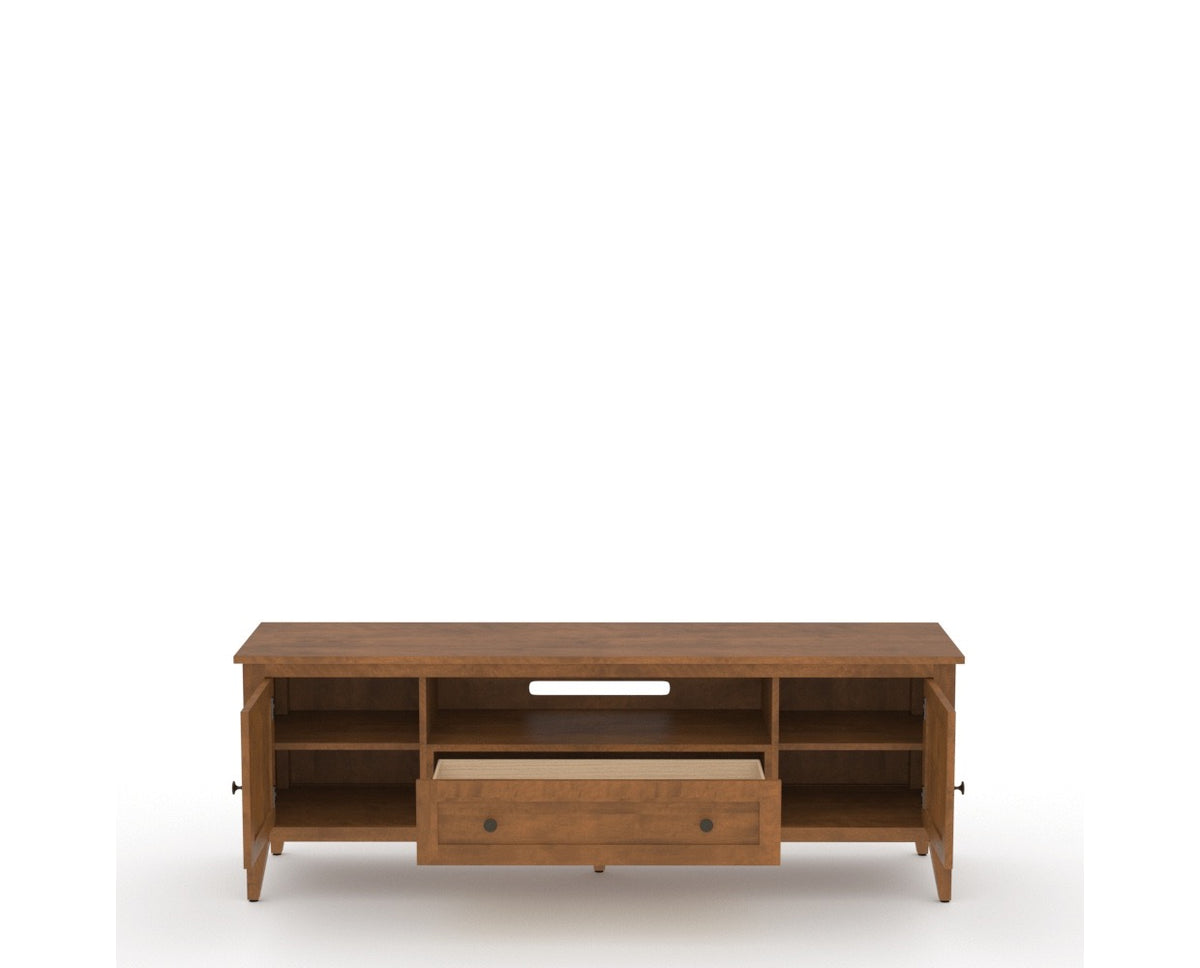Canadel Living Media Unit 7225 in Oak Washed, fully open view
