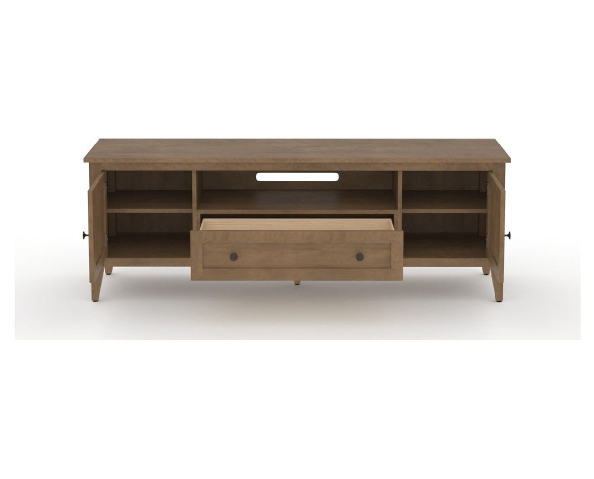 Canadel Accent Media Unit 7225 in 25 Pecan Washed, fully open view